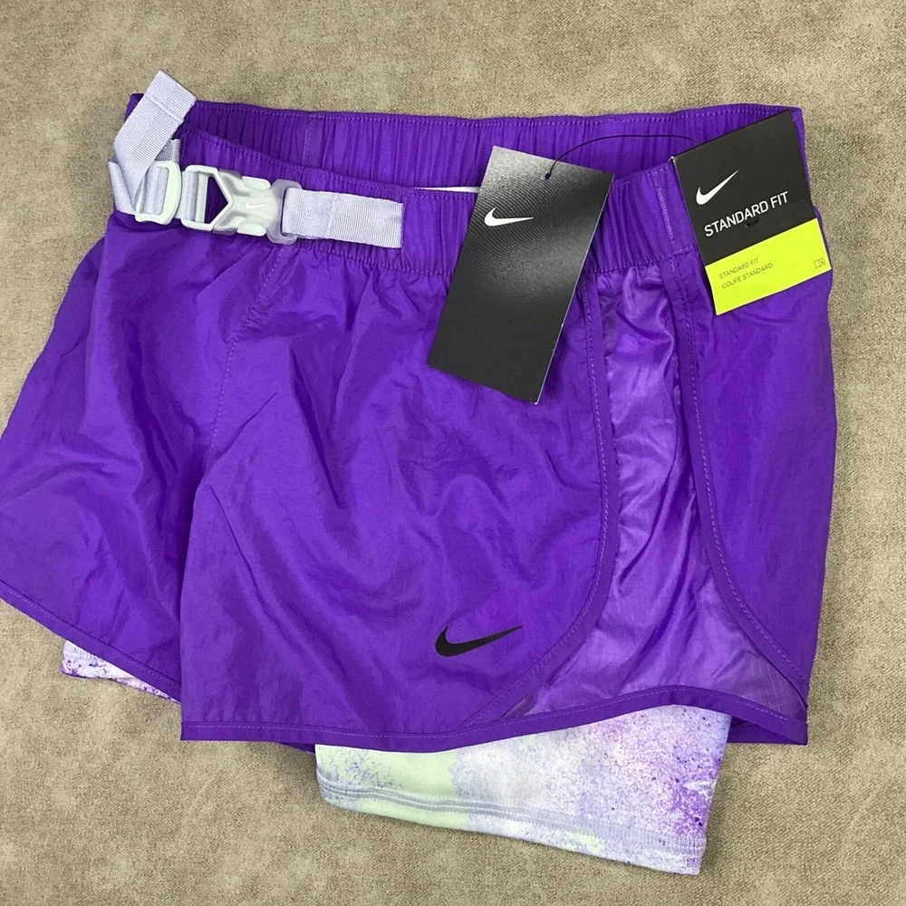 Nike Tempo Shorts 2-in-1 Training Athletic Lined Belted DA1302 Girls Sz M NWT